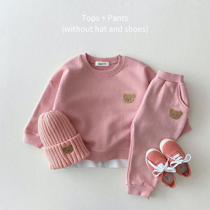 Toddler Bear Sweatshirt & Pants Fall Outfit Set pink 6m by HitMyNeed