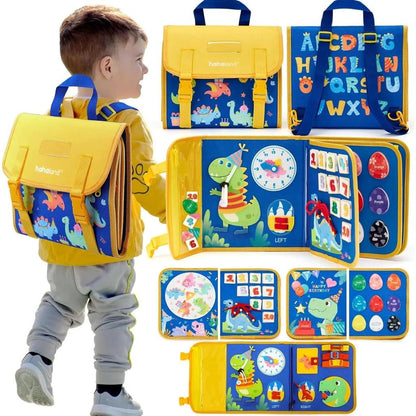 Toddler Montessori Busy Board Dinosaur Backpack Toy blue by HitMyNeed