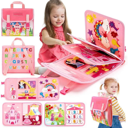 Toddler Montessori Busy Board Dinosaur Backpack Toy pink by HitMyNeed