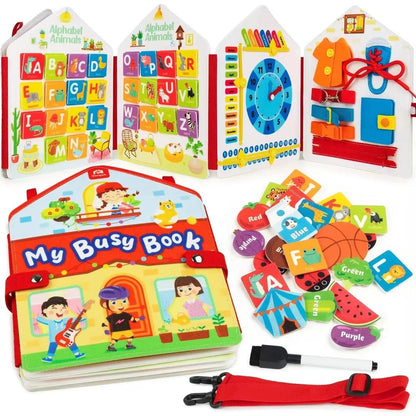 Toddler Montessori Busy Board Dinosaur Backpack Toy pink-book by HitMyNeed