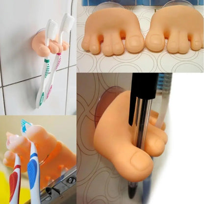 Toe-Shaped Suction Toothbrush & Cable Holder by HitMyNeed
