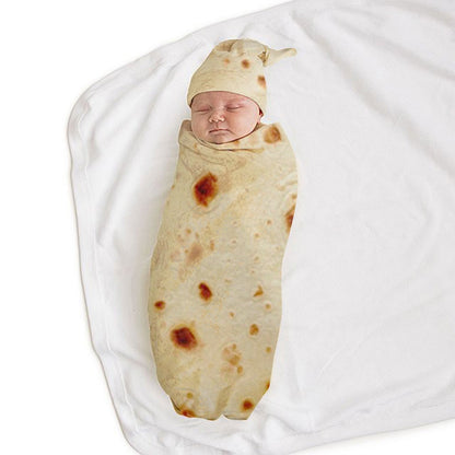 Tortilla Baby Swaddle Blanket with Hat Set by HitMyNeed