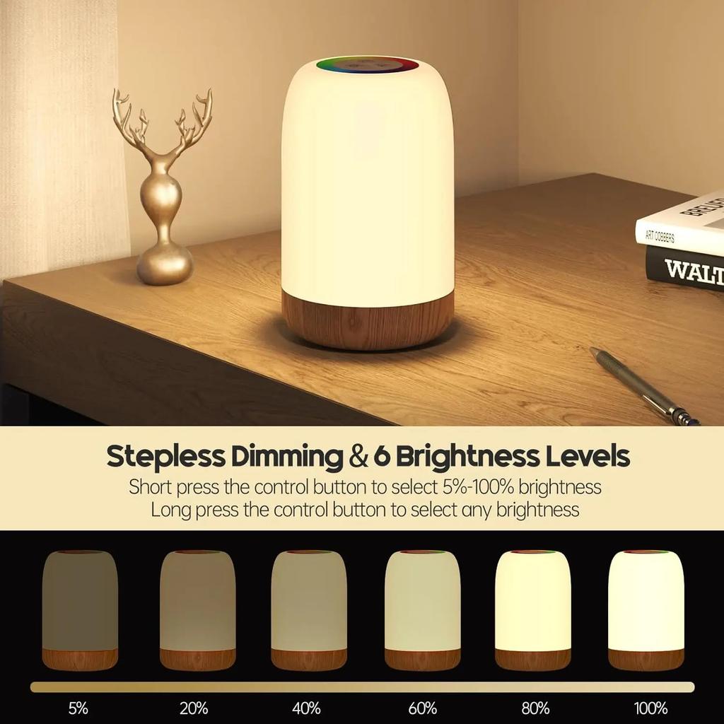 Touch Dimmable RGB Bedside Lamp with Timer by HitMyNeed