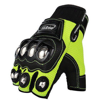 Touchscreen Tactical Half-Finger Steel Knuckle Gloves half-finger-green xl by HitMyNeed
