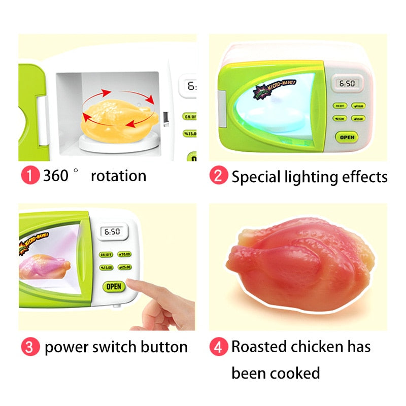 Toy Microwave Oven Play Set with Lights & Sounds by HitMyNeed
