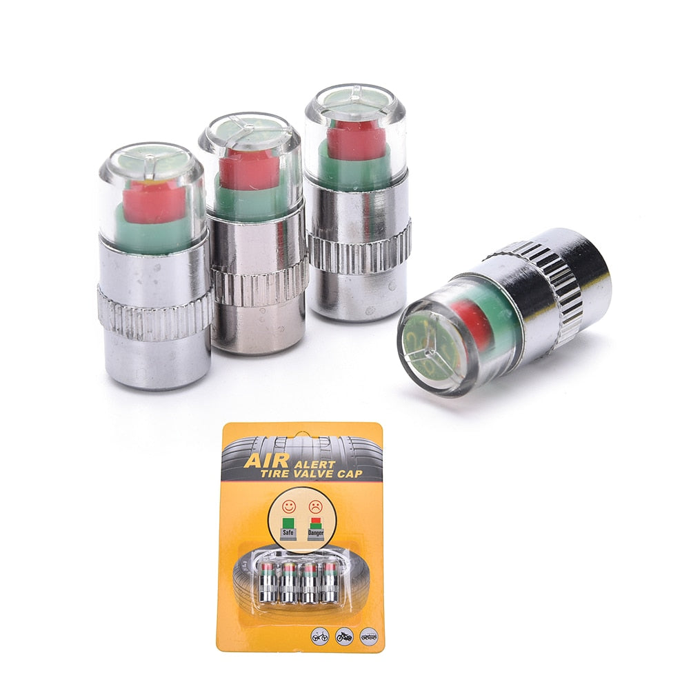 TPMS Color Tire Pressure Gauge Valve Caps (4-Pack) by HitMyNeed