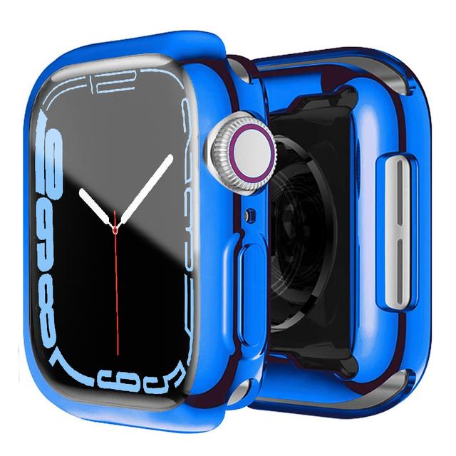 TPU Full Cover Screen Protector for Apple Watch blue series7-45mm by HitMyNeed