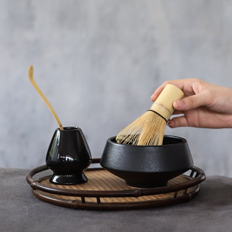Traditional Matcha Whisk Set with Bowl (4 pcs) by HitMyNeed