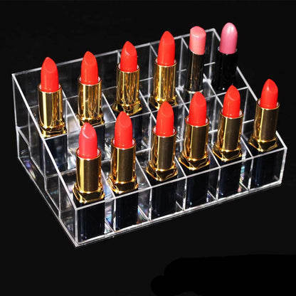 Transparent 24-Slot Acrylic Lipstick Holder Stand by HitMyNeed