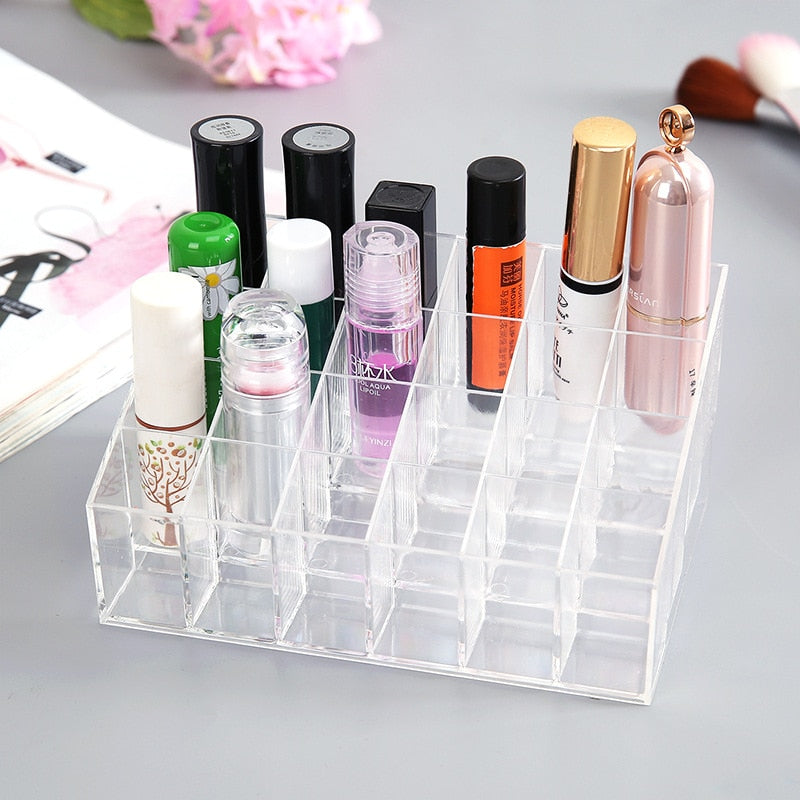 Transparent 24-Slot Acrylic Lipstick Holder Stand by HitMyNeed