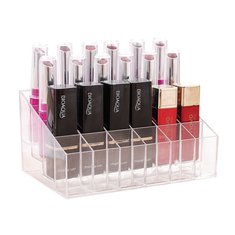 Transparent 24-Slot Acrylic Lipstick Holder Stand by HitMyNeed