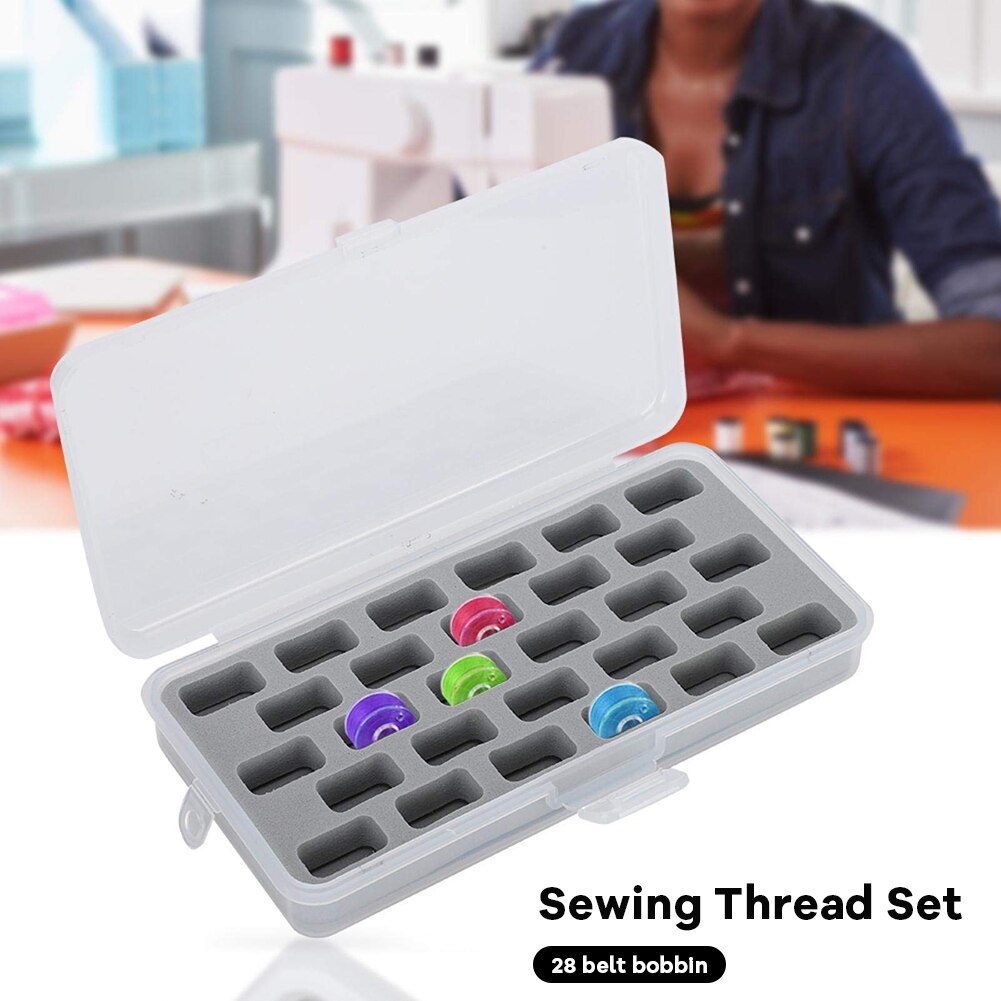 Transparent 28 Grid Bobbin Storage Box Organizer by HitMyNeed