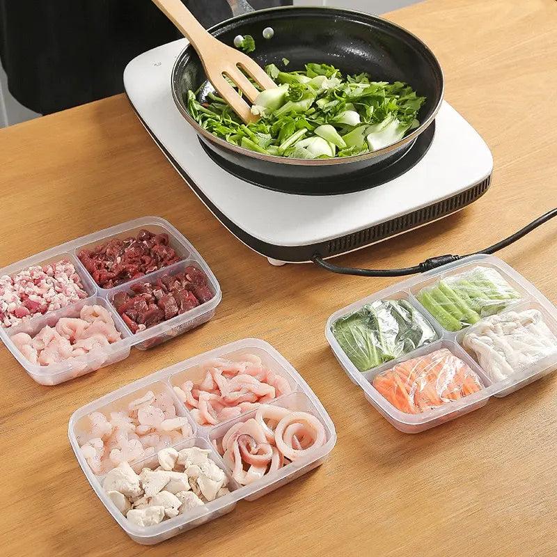 Transparent 4-Grid Refrigerator Food Storage Box by HitMyNeed