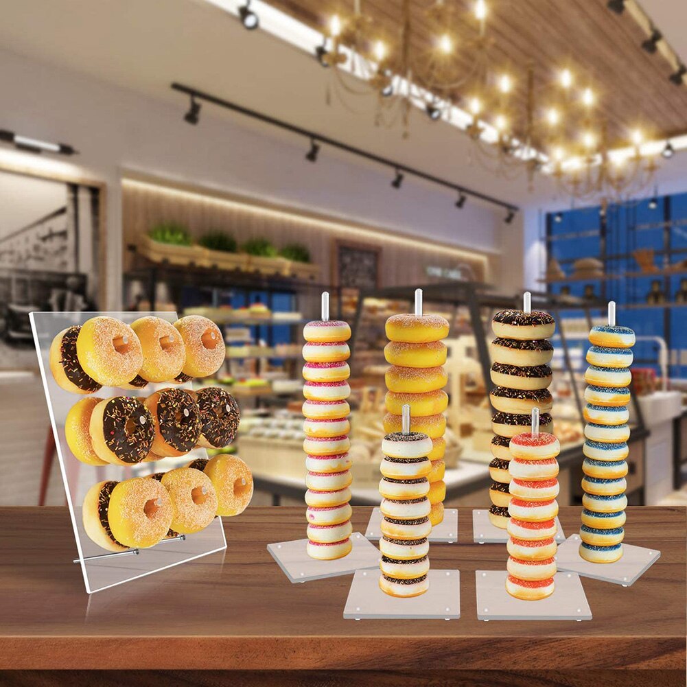 Transparent 9 Pillar Acrylic Donut Display Stand by HitMyNeed