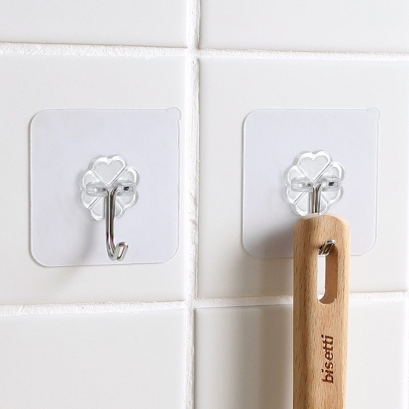 Transparent Adhesive Wall Hooks (10 Pack) by HitMyNeed