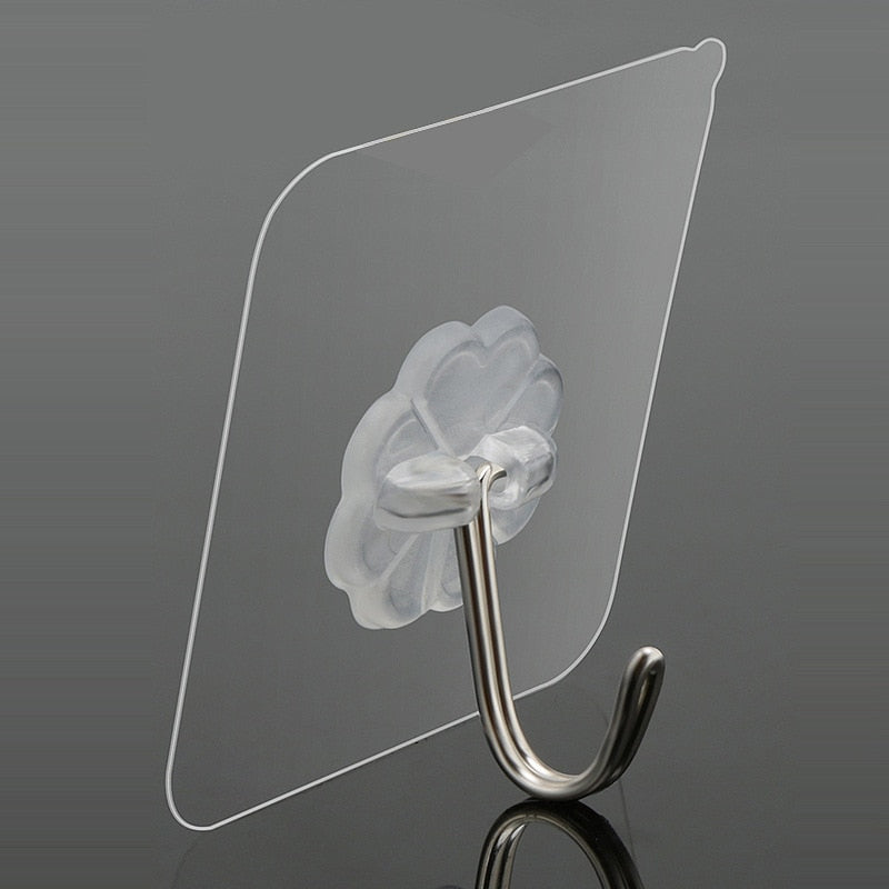 Transparent Adhesive Wall Hooks (10 Pack) by HitMyNeed