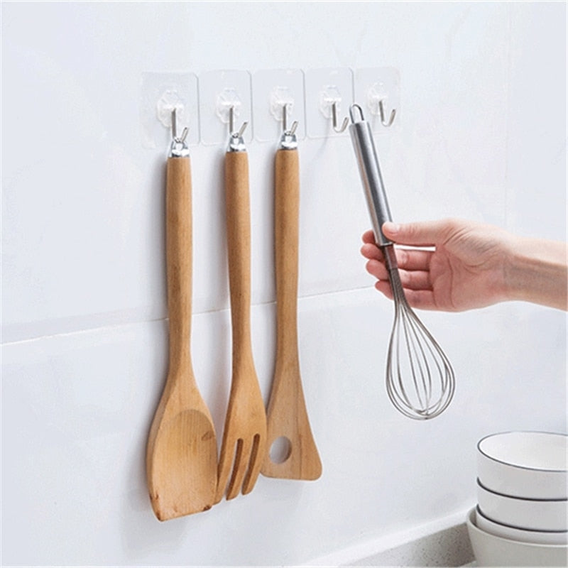 Transparent Adhesive Wall Hooks (10 Pack) by HitMyNeed