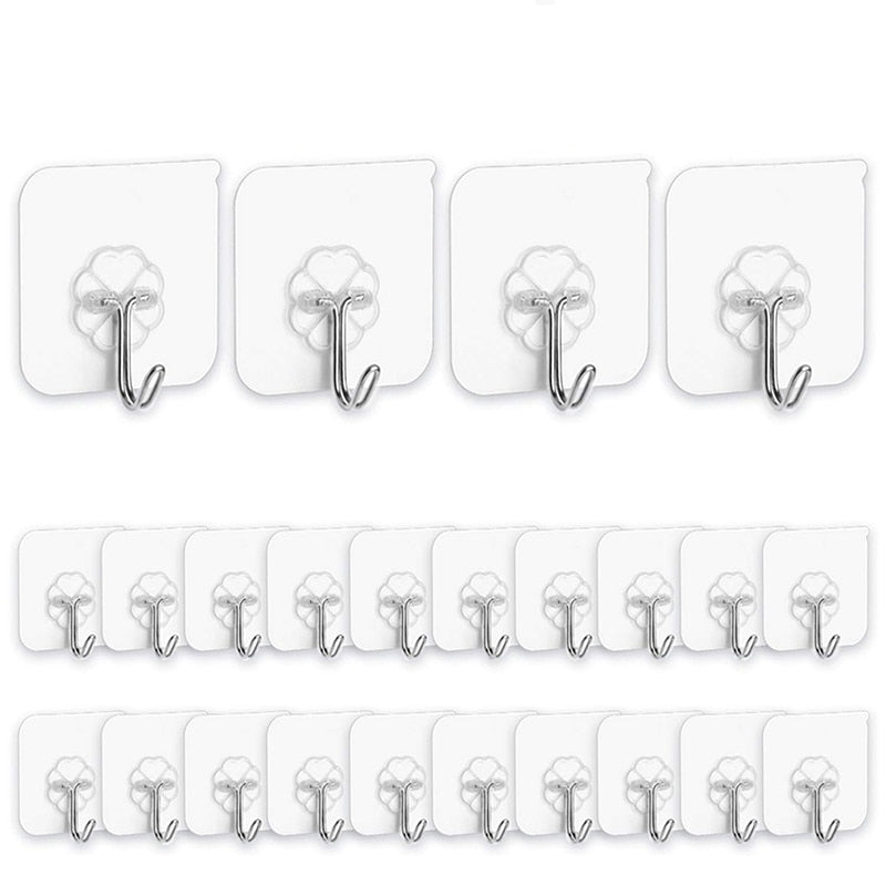 Transparent Adhesive Wall Hooks (40 Pack, 6x6cm) by HitMyNeed