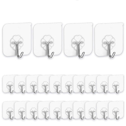 Transparent Adhesive Wall Hooks (40 Pack, 6x6cm) by HitMyNeed