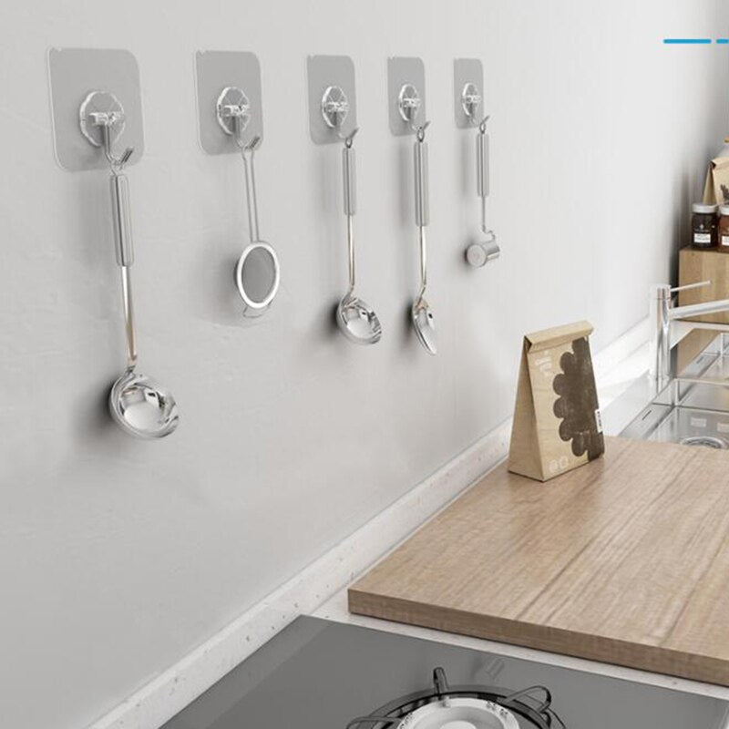 Transparent Adhesive Wall Hooks (40 Pack, 6x6cm) by HitMyNeed