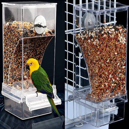 Transparent Automatic Bird Feeder with Waste Collector blue by HitMyNeed