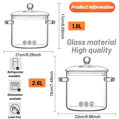 Transparent Borosilicate Glass Cooking Pot 1.8L by HitMyNeed