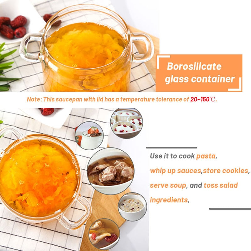 Transparent Borosilicate Glass Cooking Pot 1.8L by HitMyNeed