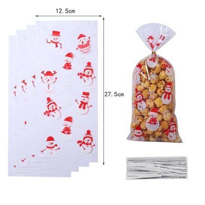 Transparent Christmas Snack Bags with Twist Ties bag-with-tie-b 100pcs by HitMyNeed