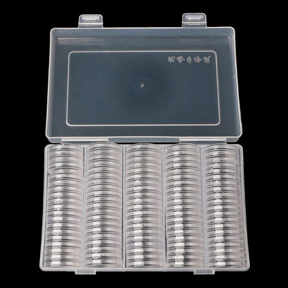 Transparent Coin Storage Box with 100 Holders 27mm by HitMyNeed