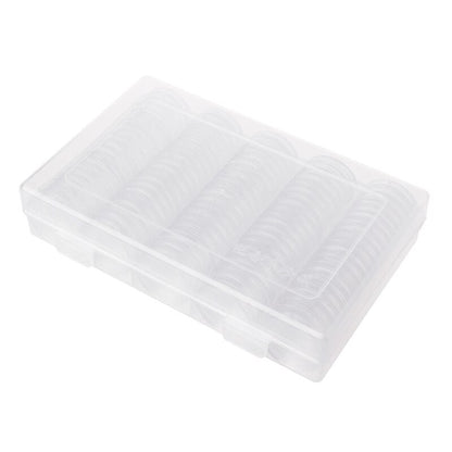 Transparent Coin Storage Box with 100 Holders 27mm by HitMyNeed