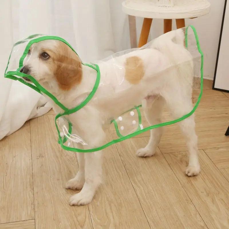 Transparent Dog Raincoat with Leash Opening green s-suit-1-2-2kg by HitMyNeed