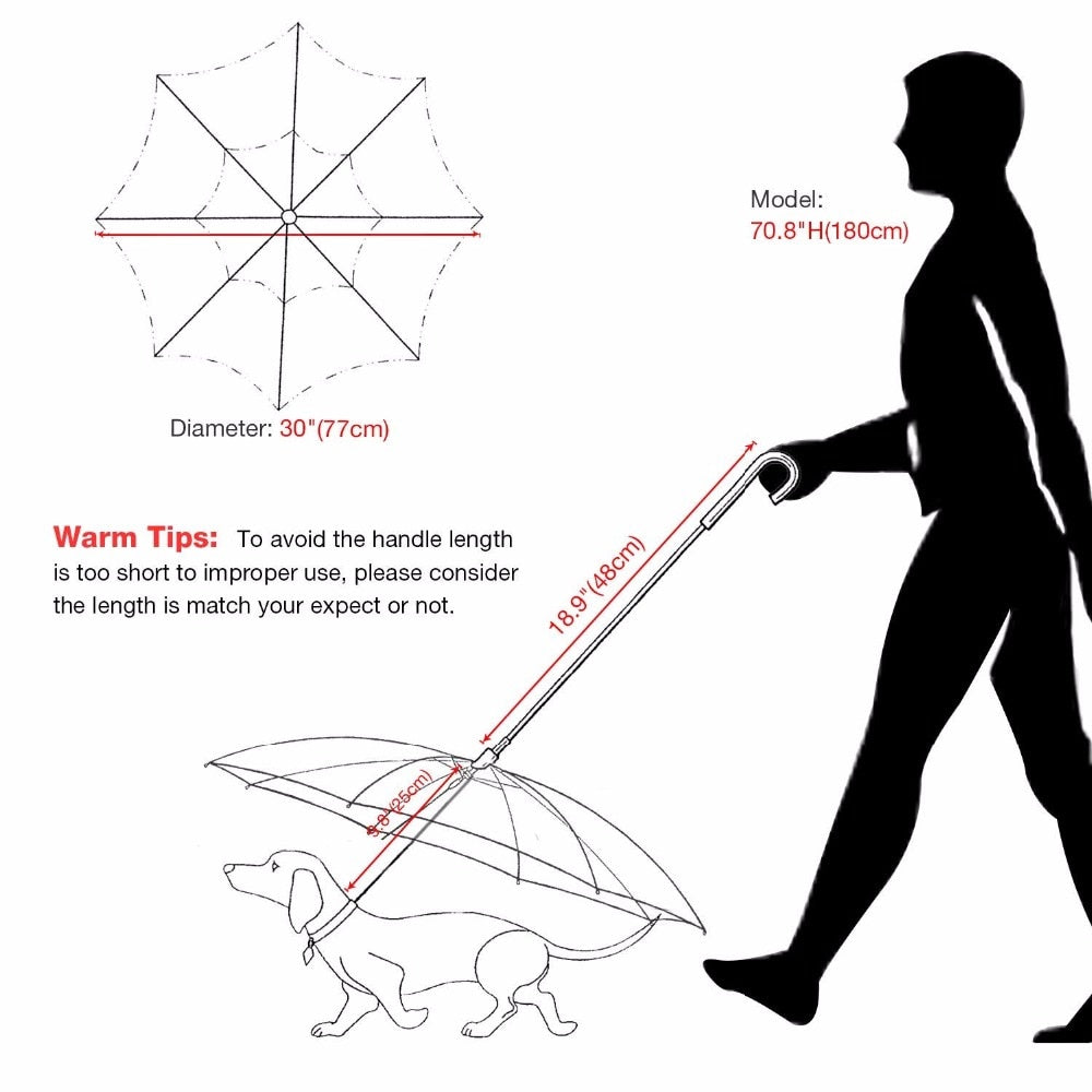 Transparent Dog Umbrella Leash with Built-In Chain by HitMyNeed