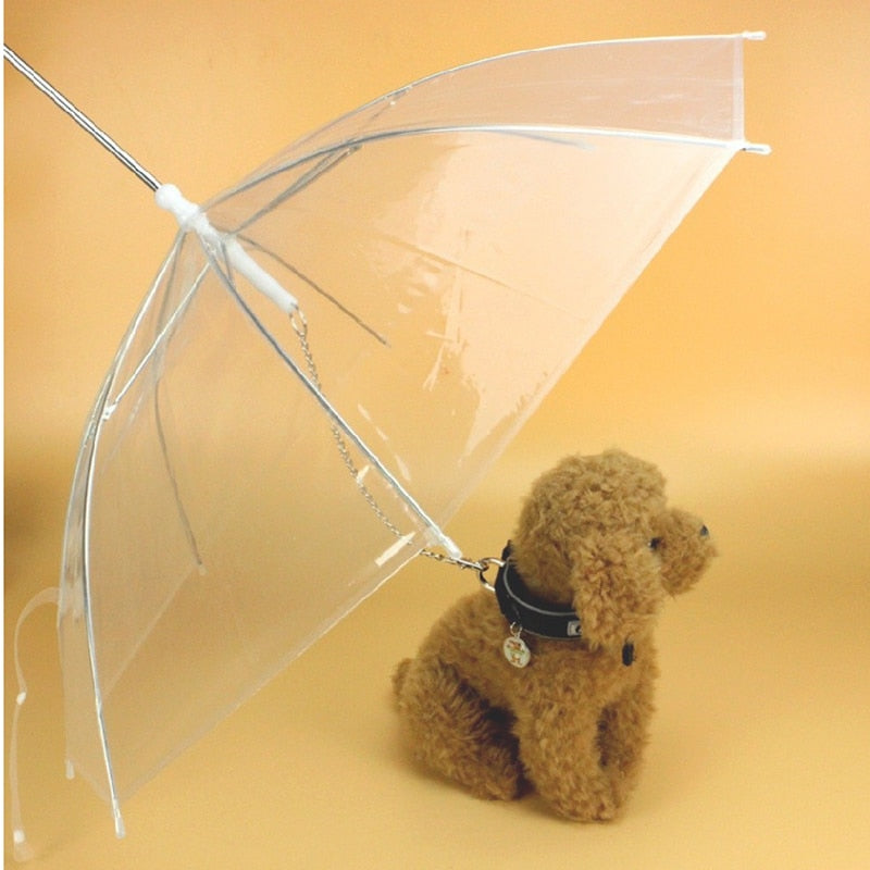 Transparent Dog Umbrella Leash with Built-In Chain by HitMyNeed