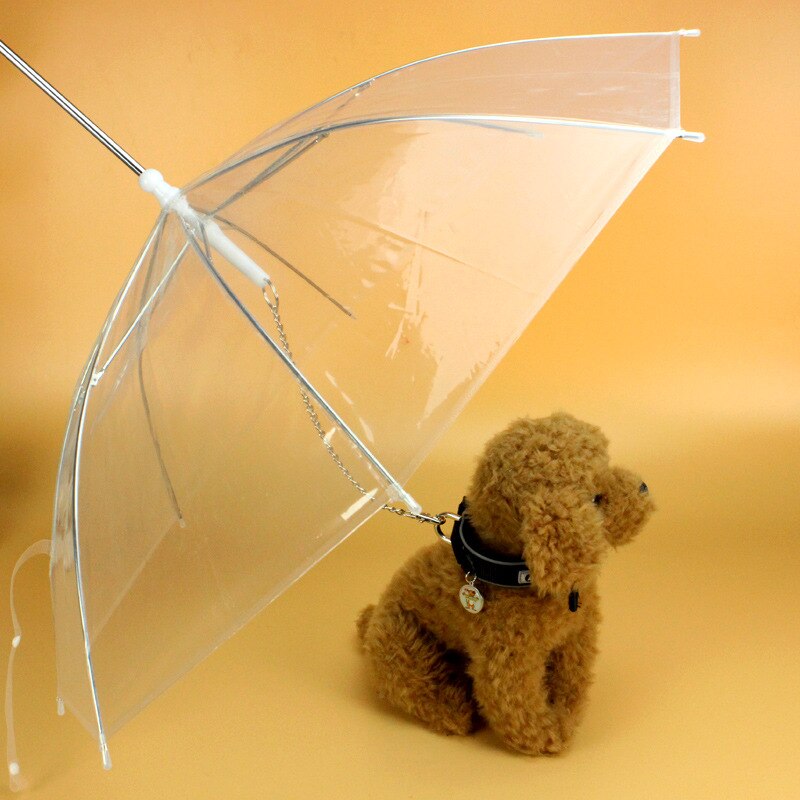 Transparent Dog Umbrella with Built‑In Leash by HitMyNeed