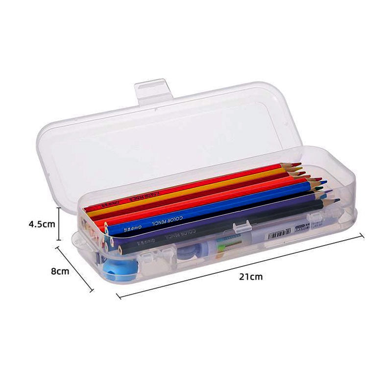 Transparent Dual-Compartment Plastic Pencil Case by HitMyNeed