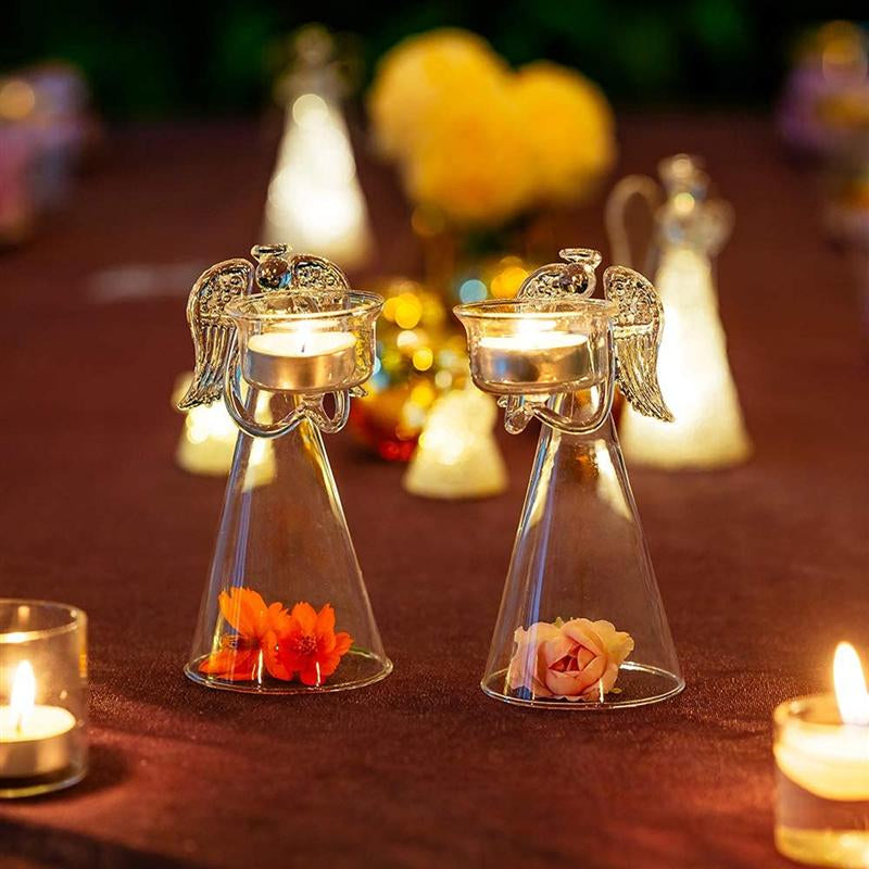 Transparent Glass Angel Tealight Candle Holder by HitMyNeed