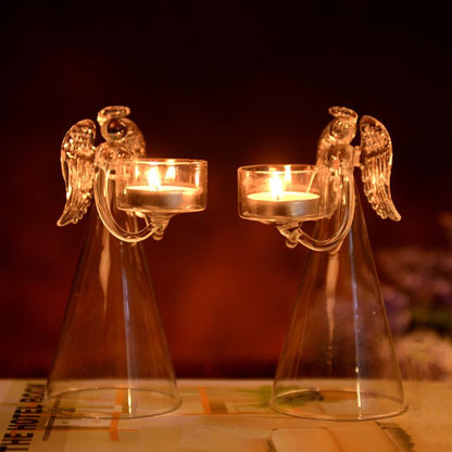 Transparent Glass Angel Tealight Candle Holder by HitMyNeed