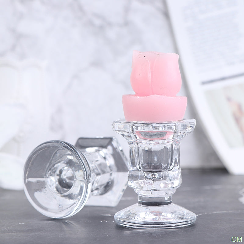 Transparent Glass Candlestick Holder by HitMyNeed
