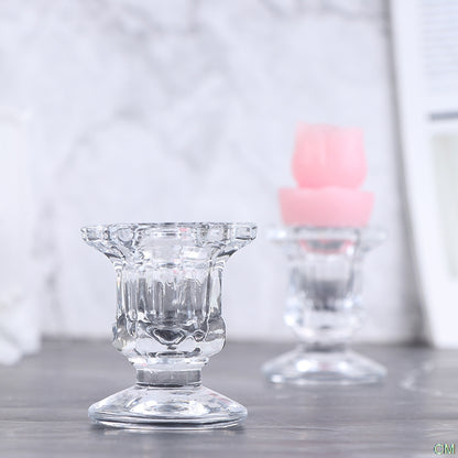 Transparent Glass Candlestick Holder by HitMyNeed