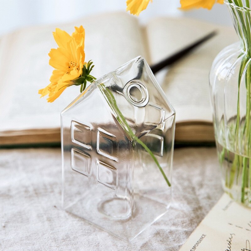 Transparent Glass House Vase for Small Floral Displays by HitMyNeed