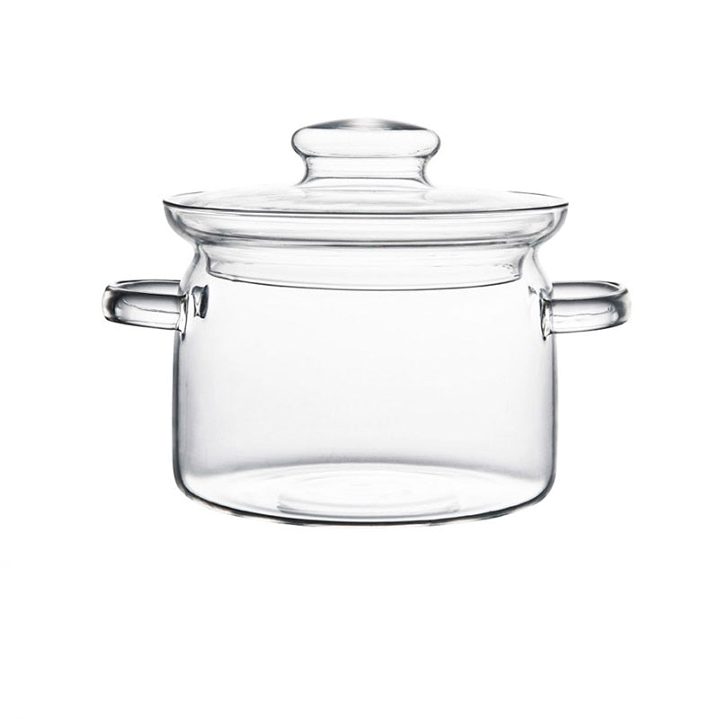 Transparent Glass Soup Pot with Lid 2l by HitMyNeed