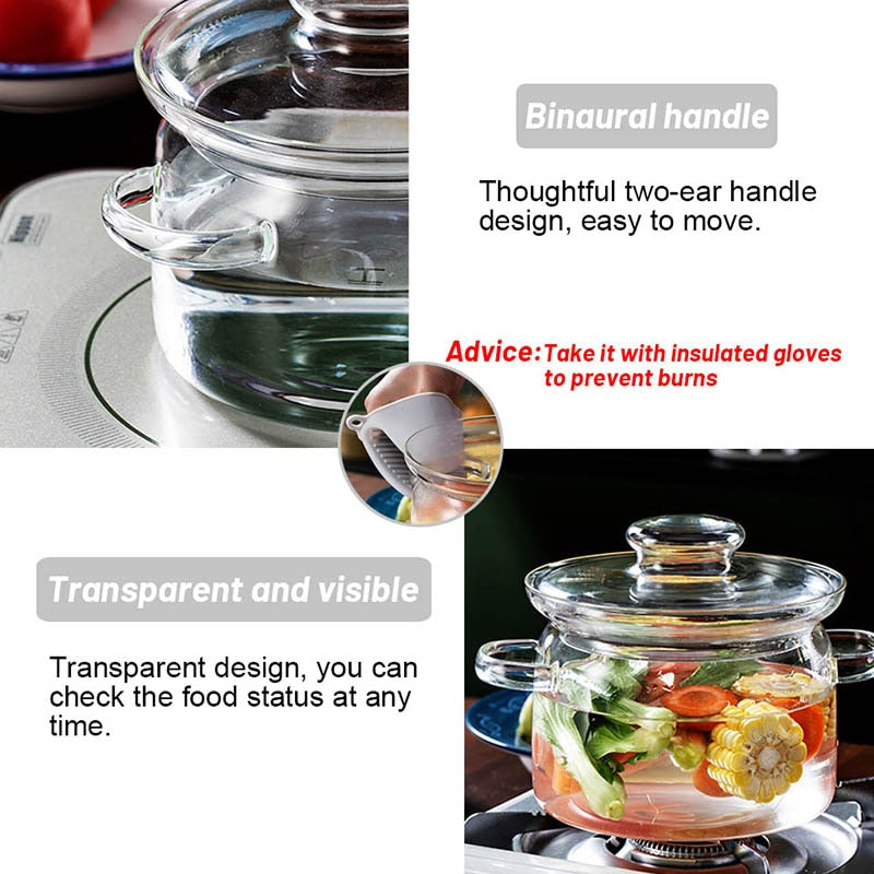 Transparent Glass Soup Pot with Lid by HitMyNeed