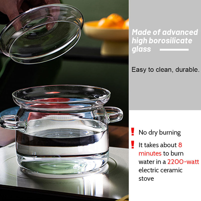 Transparent Glass Soup Pot with Lid by HitMyNeed