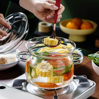 Transparent Glass Soup Pot with Lid by HitMyNeed