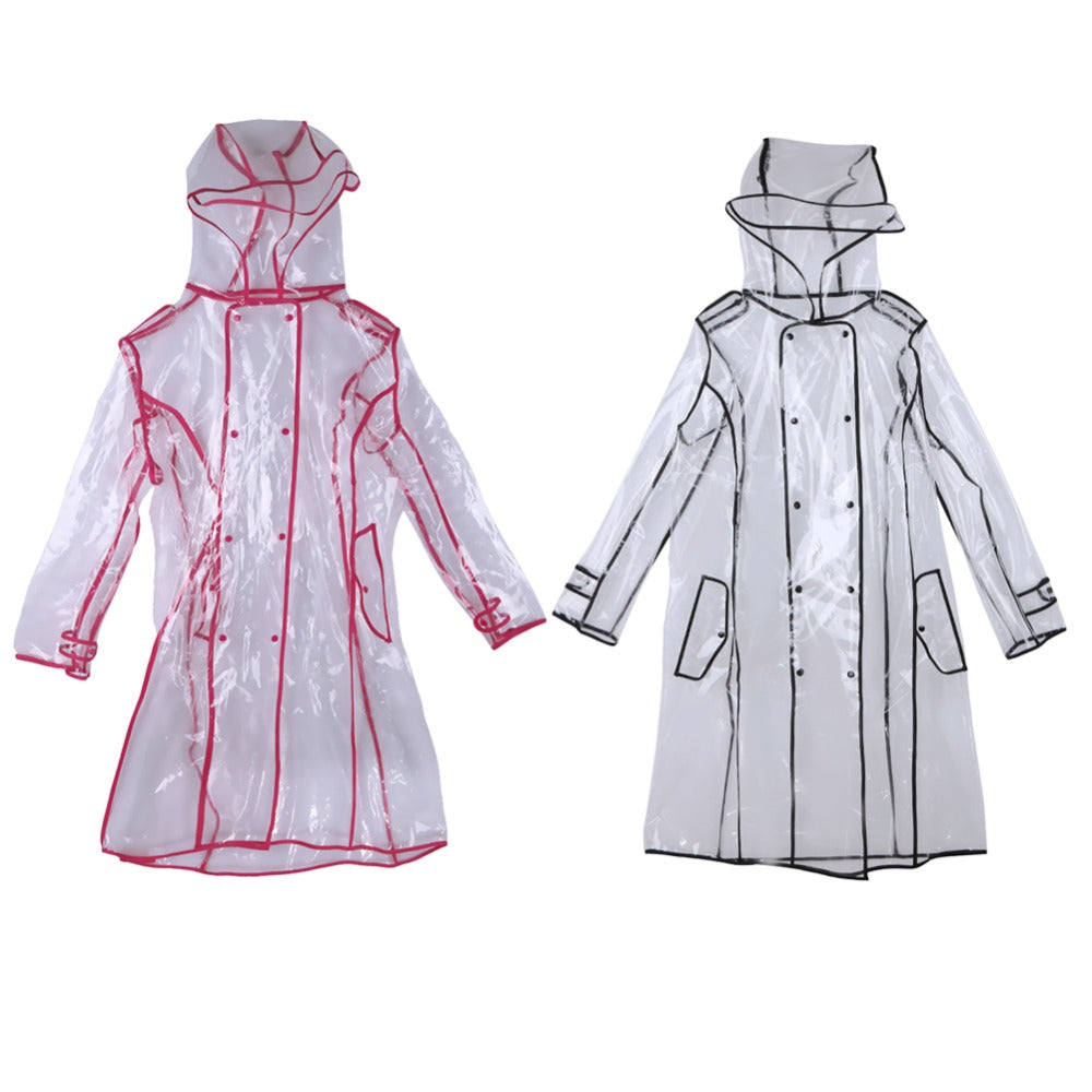 Transparent Knee-Length Raincoat with Belt by HitMyNeed