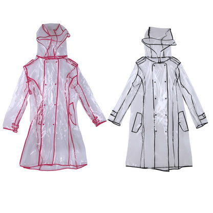 Transparent Knee-Length Raincoat with Belt by HitMyNeed