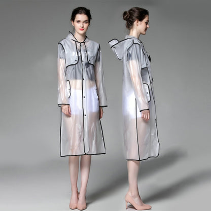 Transparent Knee-Length Raincoat with Belt by HitMyNeed