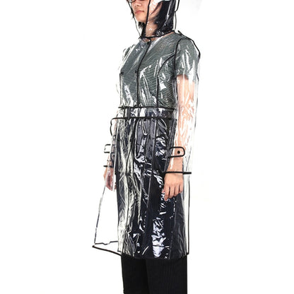 Transparent Knee-Length Raincoat with Belt by HitMyNeed