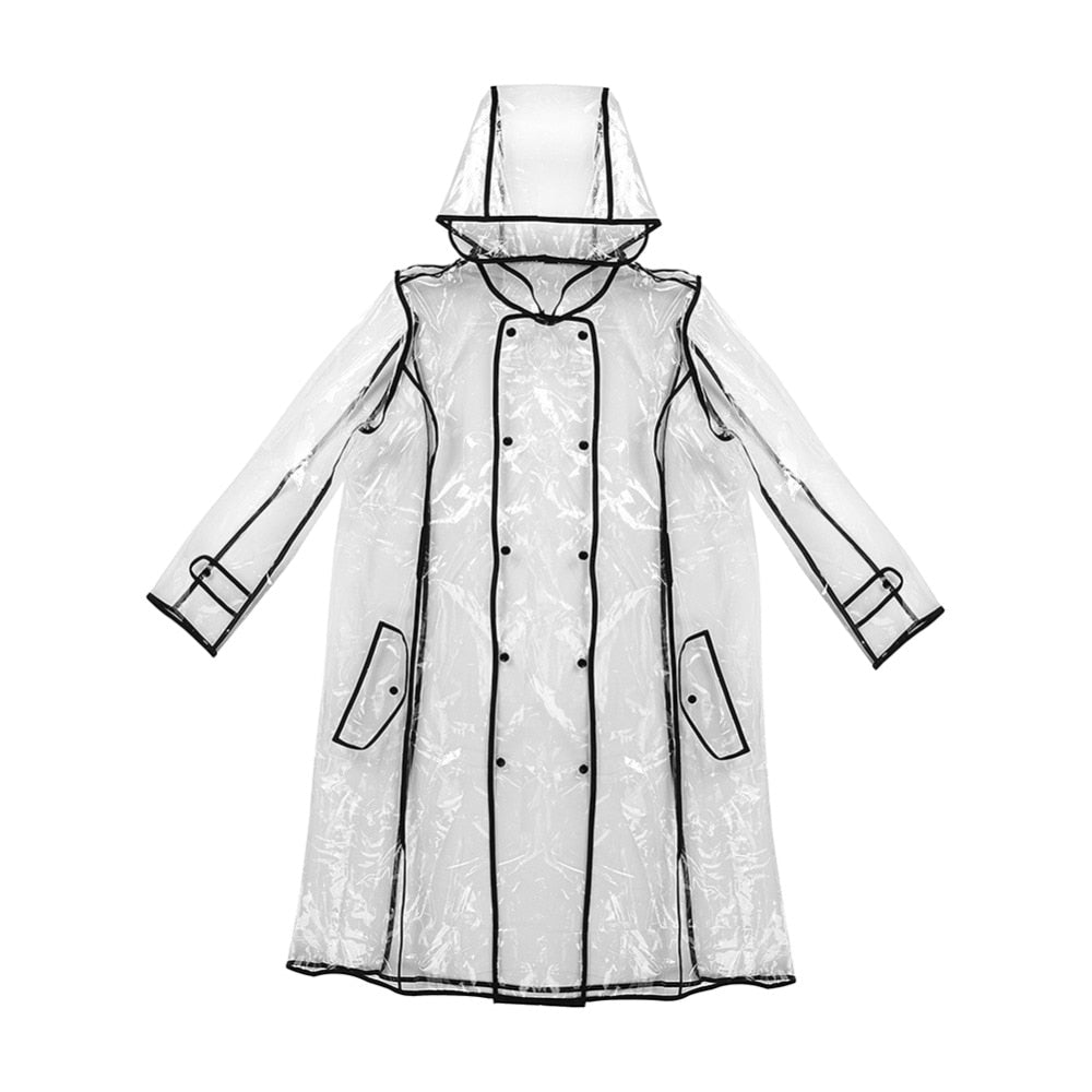 Transparent Knee-Length Raincoat with Belt by HitMyNeed