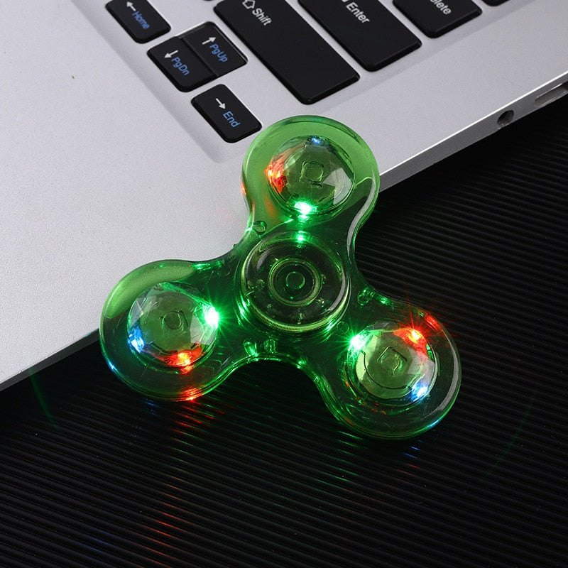 Transparent LED Finger Gyro Fidget Spinner Toy by HitMyNeed